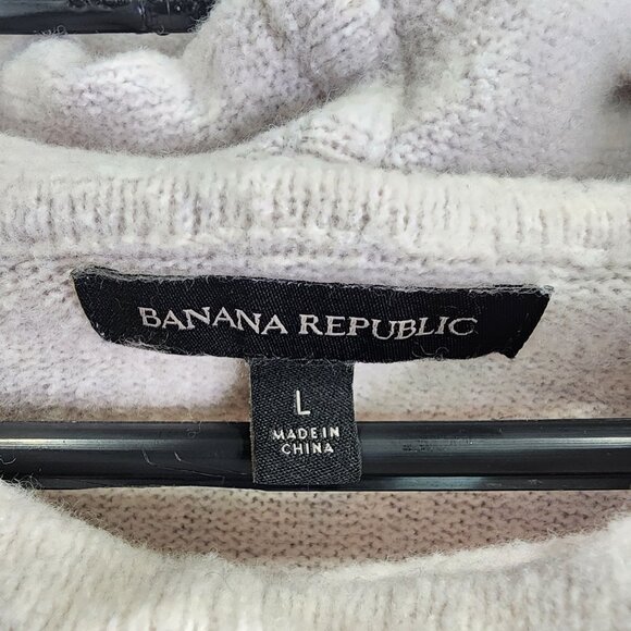 Womens Gray Banana Republic Hooded Sweater Long Sleeve Wool Blend Size L - Picture 3 of 8
